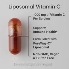 Sports Research Liposomal Vitamin C bottle back label—vegan and gluten-free certifications.