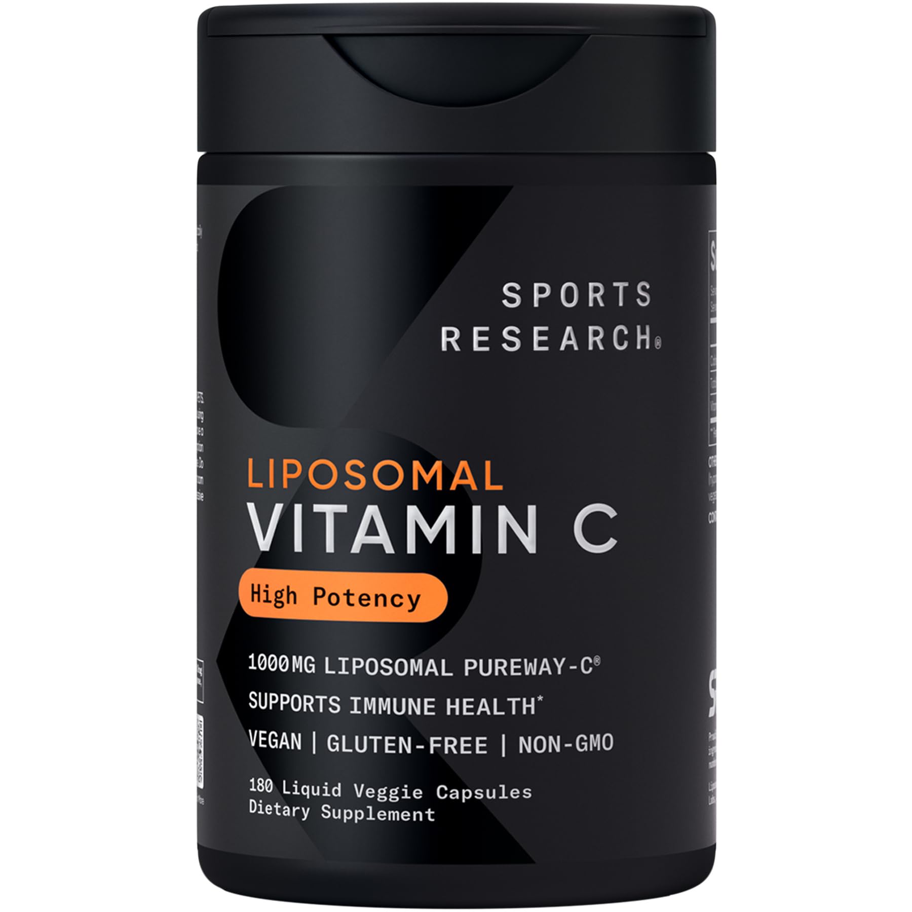 Sports Research Liposomal Vitamin C bottle front—immune support on the go.