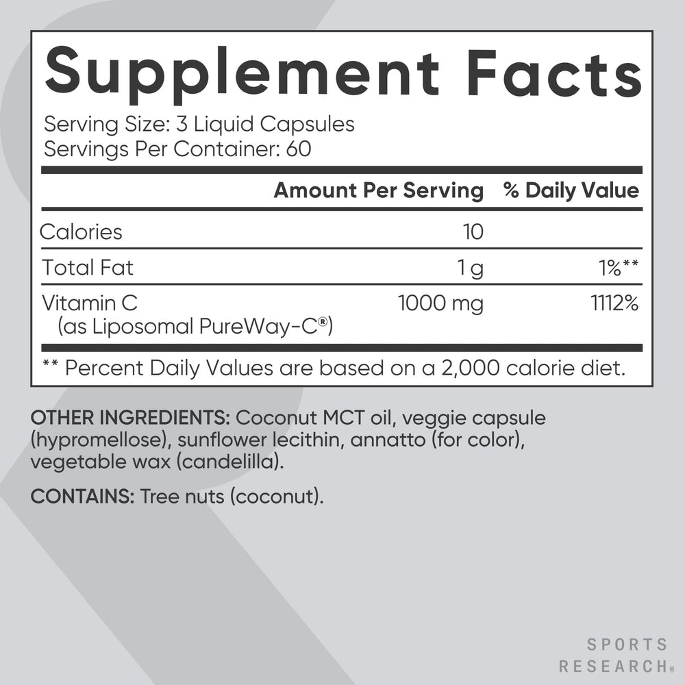 Sports Research Liposomal Vitamin C technology diagram—liposomal delivery concept.