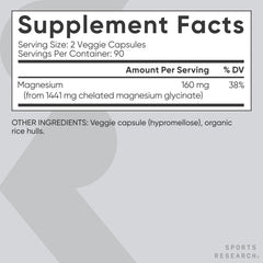 Sports Research Magnesium Glycinate bottle manufactured in USA facilities.