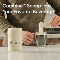 Sports Research Multi Collagen dissolving in coffee shows quick mixability.