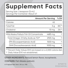 Sports Research Omega-3 bottle in a kitchen setting for smoothies