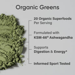 Sports Research Organic Greens powder tub shown for everyday smoothie support.