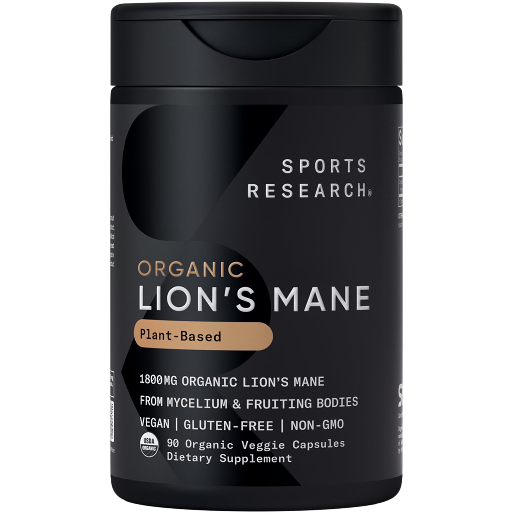 Sports Research Organic Lion's Mane bottle front for daily clarity and focus.