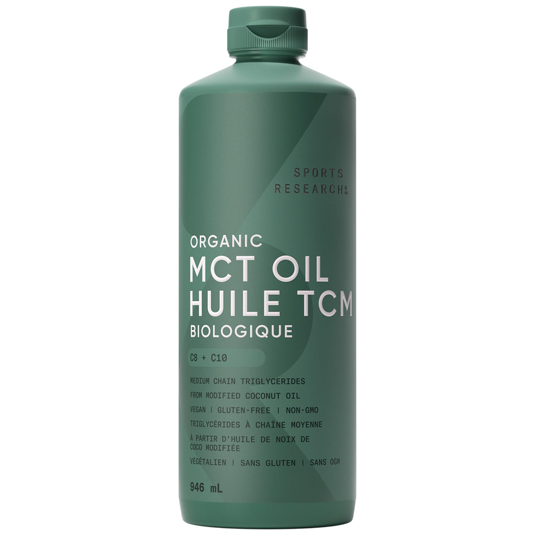 Sports Research Organic MCT Oil bottle pour enhances coffee energy and routines