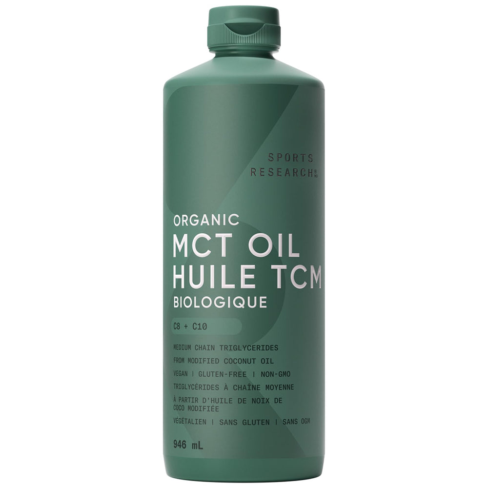 Sports Research Organic MCT Oil bottle pour enhances coffee energy and routines