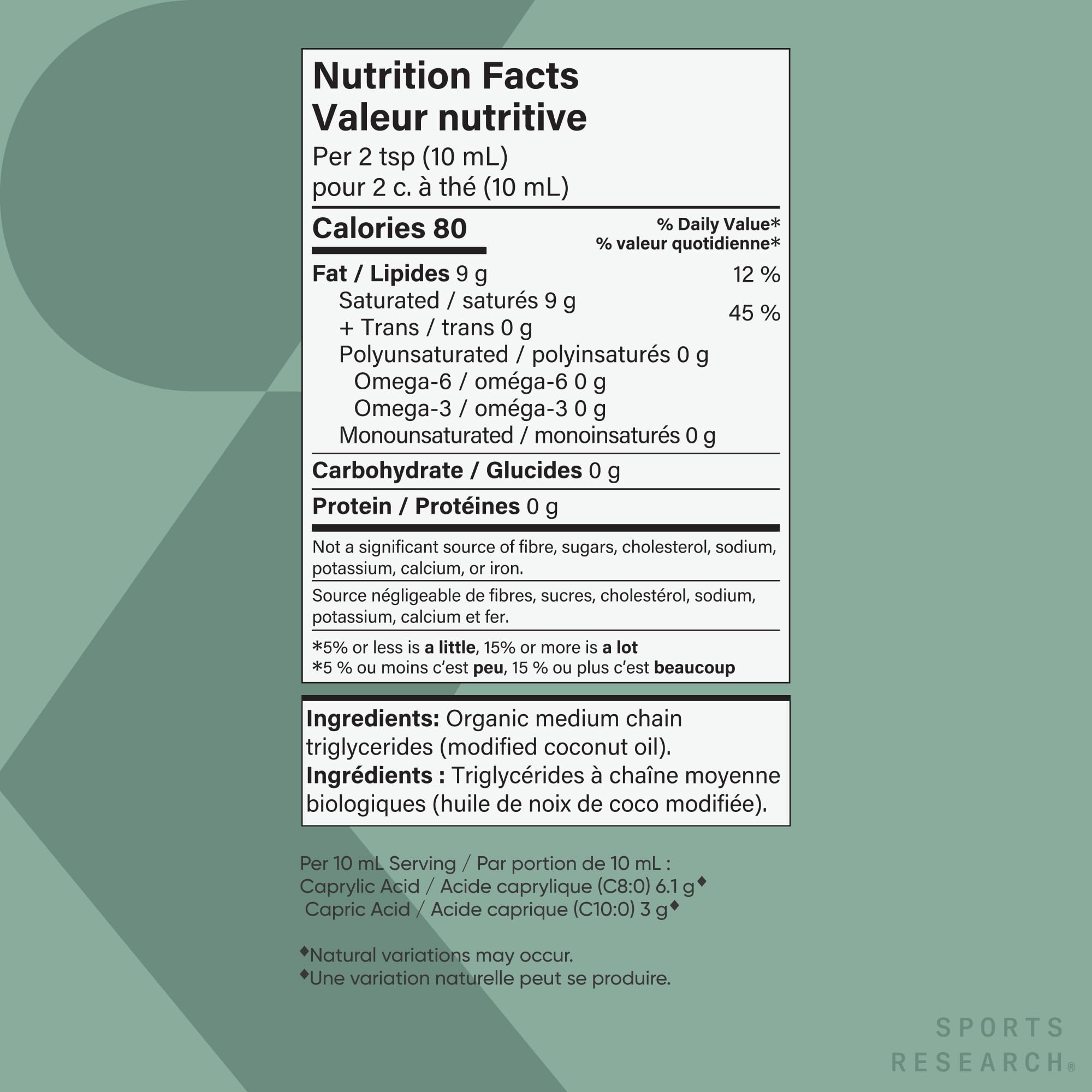 Sports Research Organic MCT Oil from coconut origin supports clean fuel for workouts