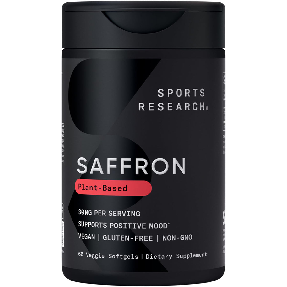 Sports Research Pure Saffron softgel bottle in kitchen, supporting daily mood and calm.