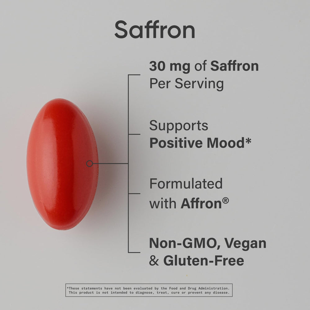 Sports Research saffron softgels close-up showing quality capsules for consistent mood support.