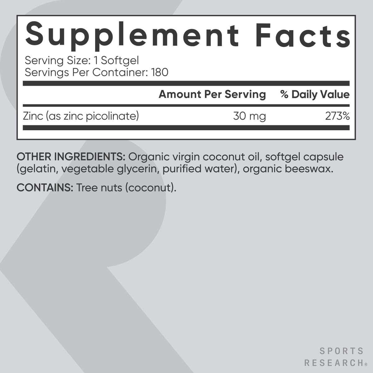 Sports Research manufacturing badge confirms US cGMP compliant facilities.