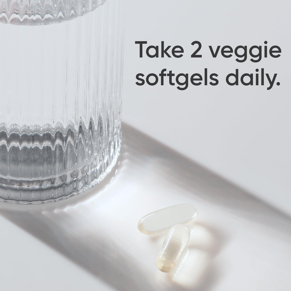 Sports Research vegan omega-3 softgels packaging box with 60-count supply.