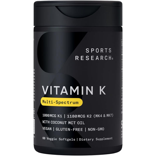 Sports Research Vitamin K Multi-Spectrum front label for convenient daily intake and bone support