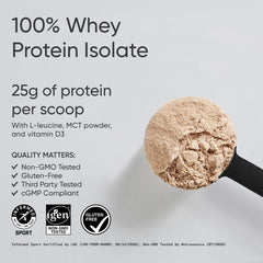 Sports Research Whey Protein Dutch Chocolate scoop shows precise serving.