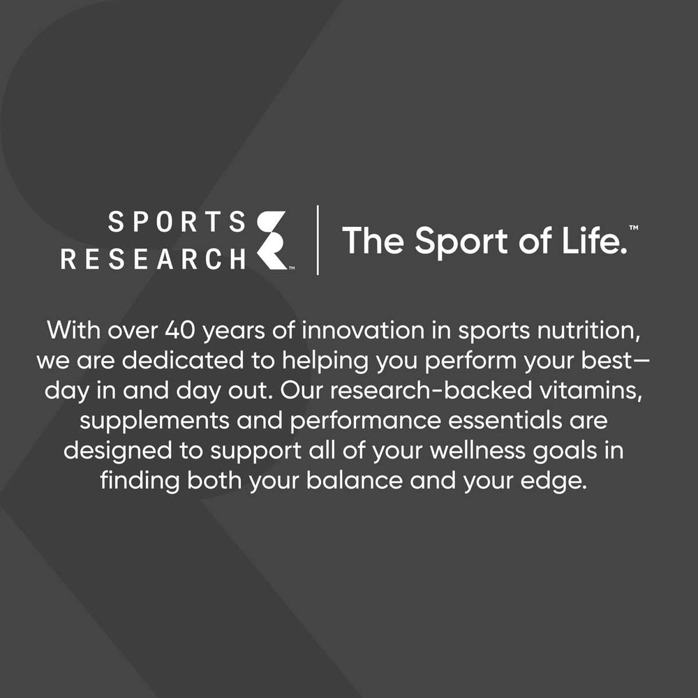 Sports Research Whey Protein Isolate vanilla nutrition-label emphasizing 25 g protein per serving and ingredients.