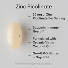 Sports Research zinc picolinate softgel close-up highlights fast-acting liquid fill.