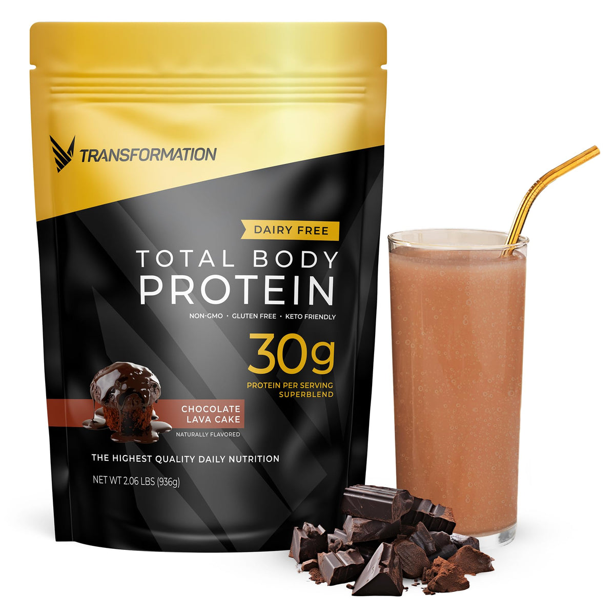 SPR BODY Transformation Protein Super Blend bottle shows chocolate flavor and 30g protein