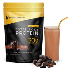 SPR BODY Transformation Protein Super Blend bottle shows chocolate flavor and 30g protein