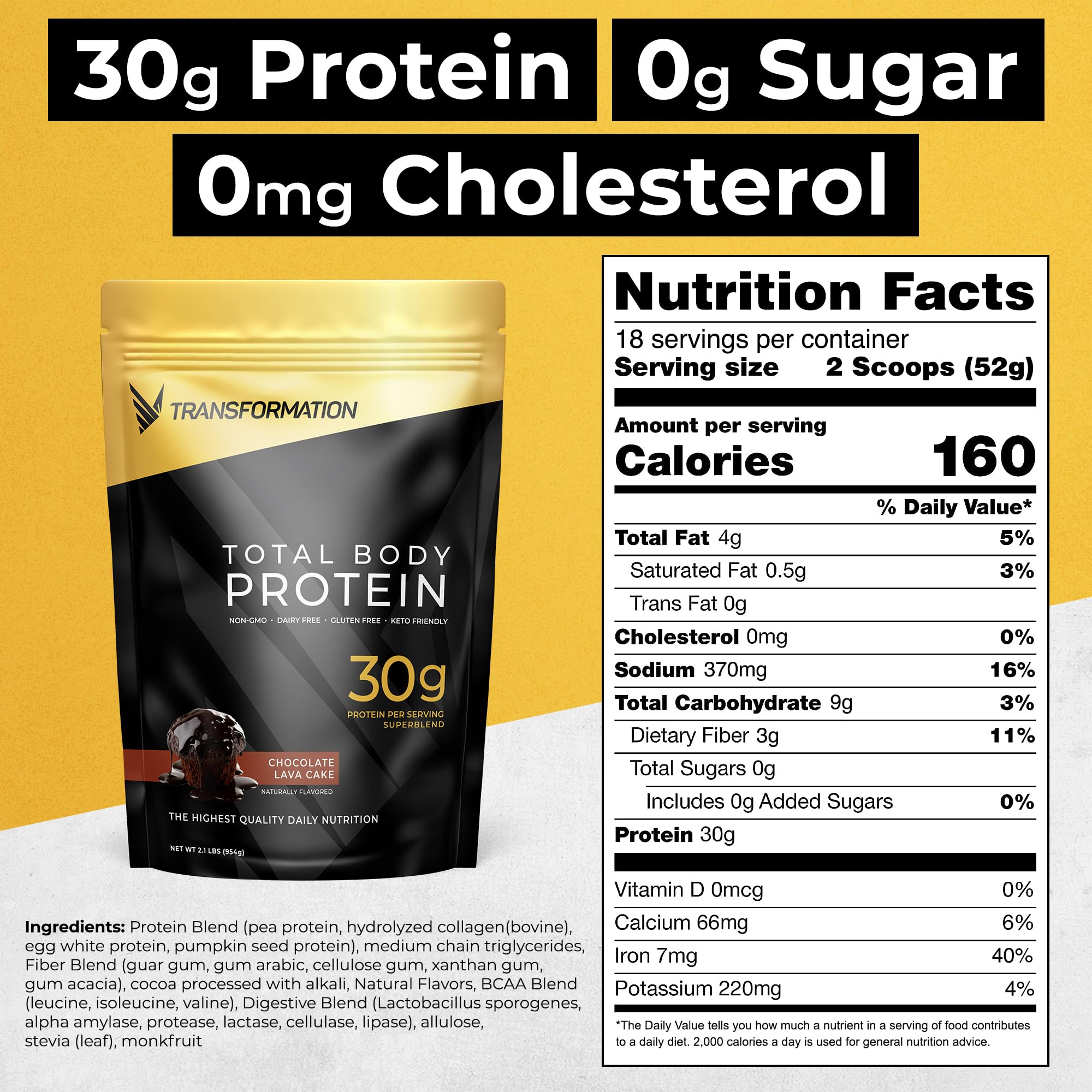 SPR BODY Transformation Protein Super Blend powder scoop with creamy chocolate texture