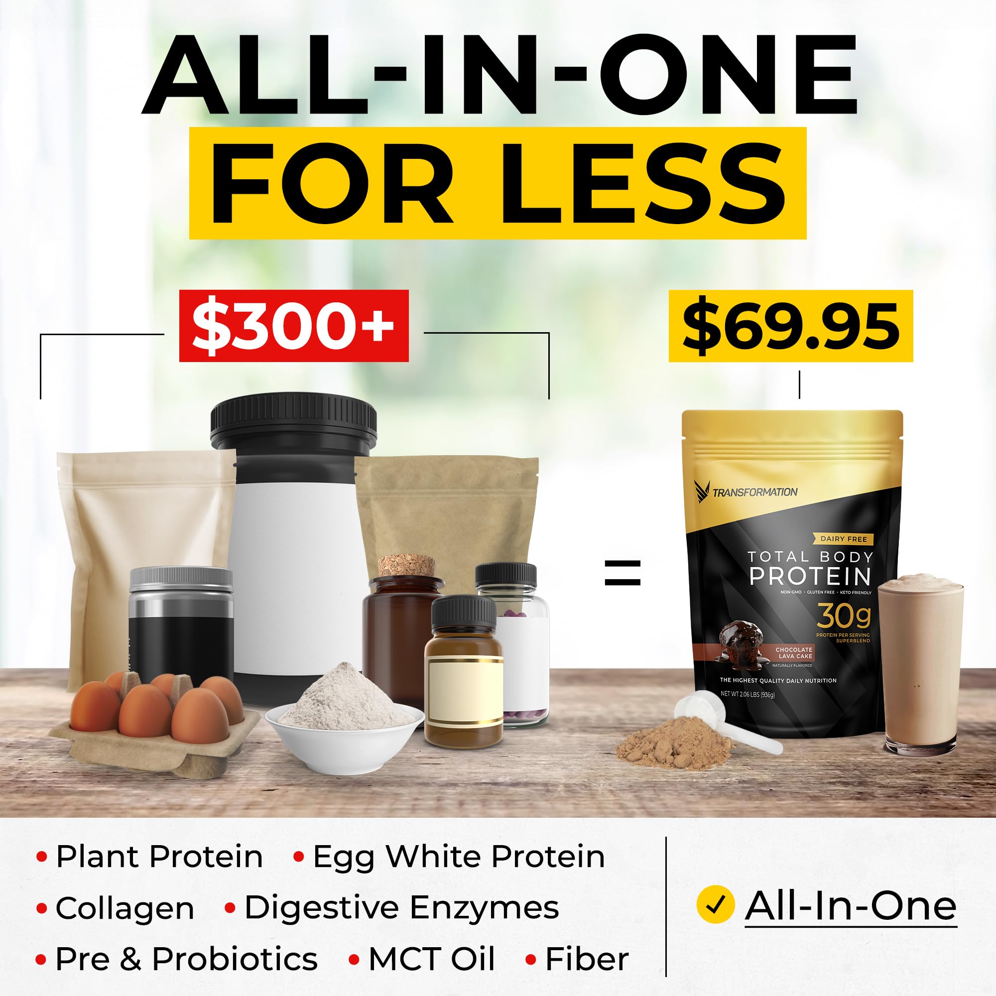SPR BODY Transformation Protein Super Blend prepared shake with glossy surface showing MCT oil