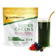 SPR BODY Transformation Super Greens bottle with scoop; boosts daily immune support and energy.