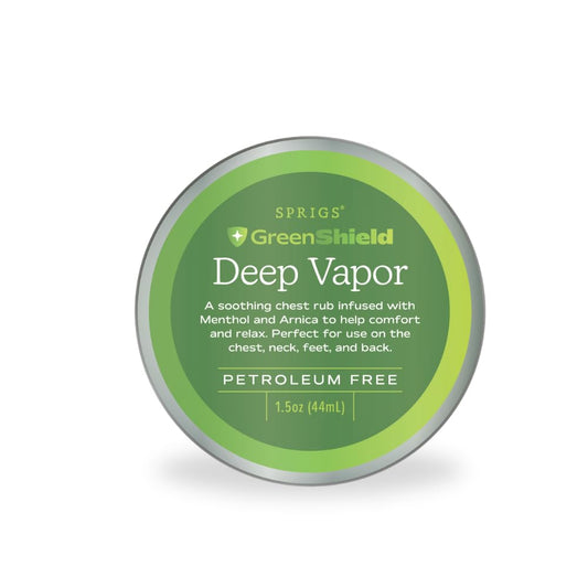 SPRIGS Deep Vapor balm jar for portable daily skin conditioning.
