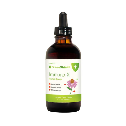 SPRIGS Immuno-X bottle front view for simple daily immune support.