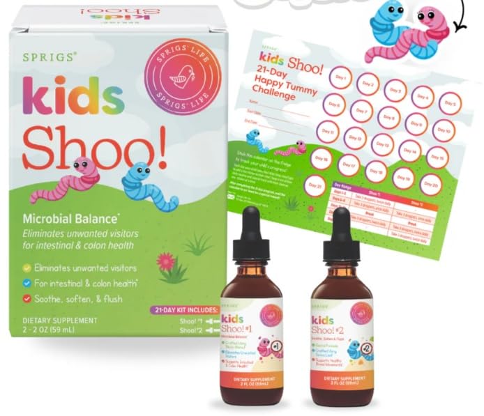Sprigs Kids Shoo tincture bottle for gentle digestive balance in kids.
