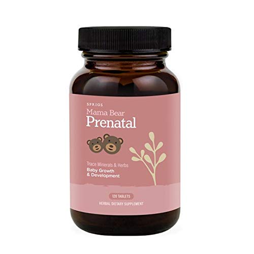 Sprigs Mama Bear Prenatal capsules close-up showing herbal blend