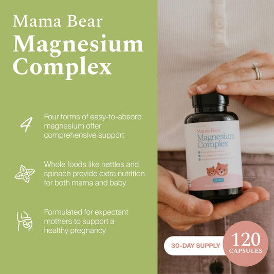 Sprigs Mama Bear capsules packaging emphasizing easy daily dosing for expecting moms.