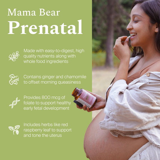 SPRIGS prenatal vitamins capsules close-up highlighting gentle formula for morning sickness comfort.
