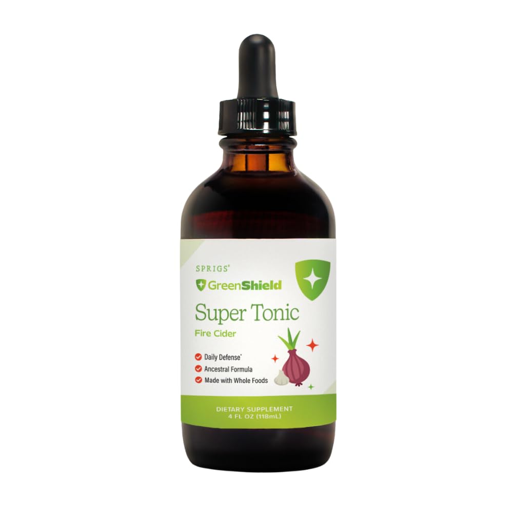 SPRIGS Super Tonic bottle with dropper for daily immune support and digestion