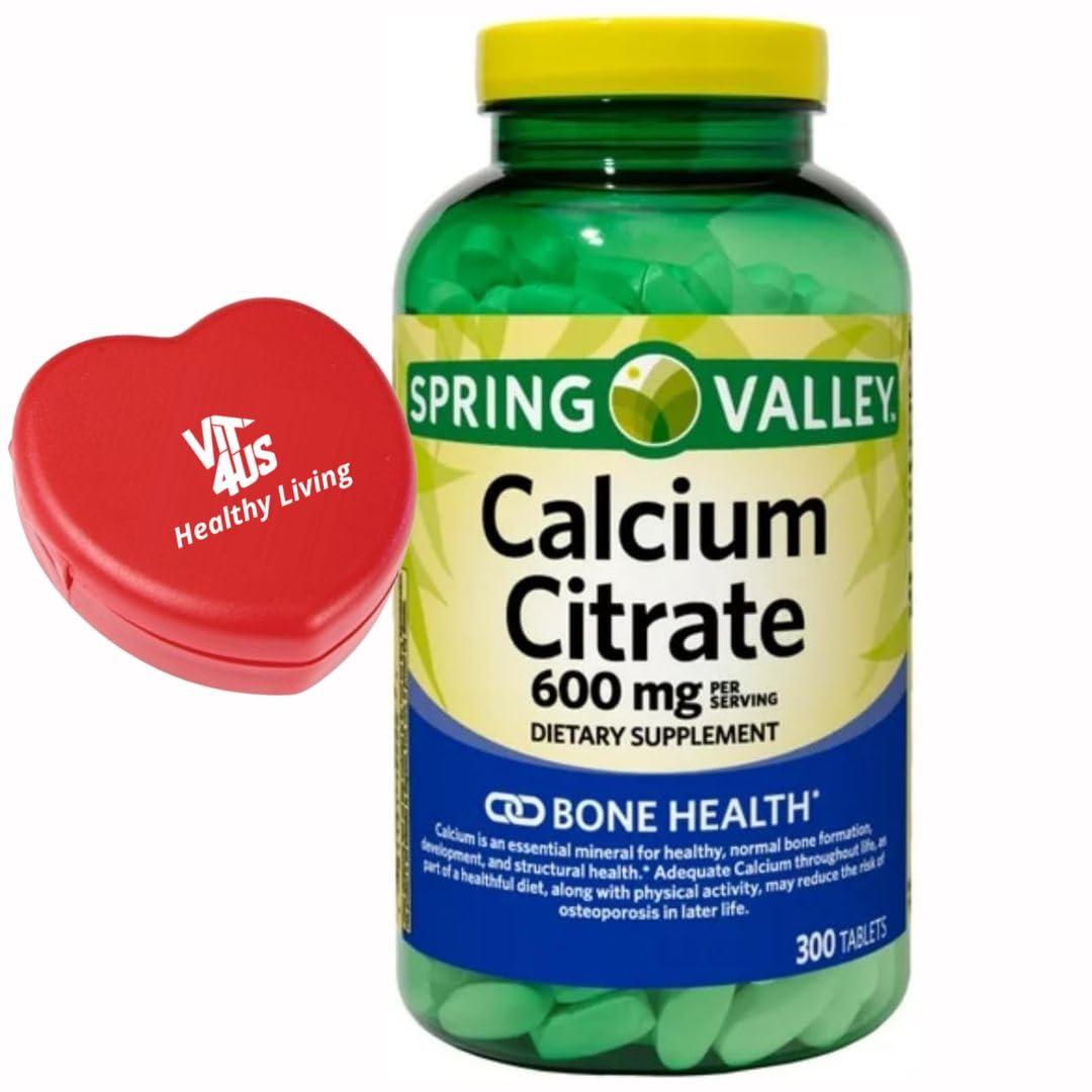 ViT4US Spring Valley Calcium Citrate 600mg bottle for long-term bone support.