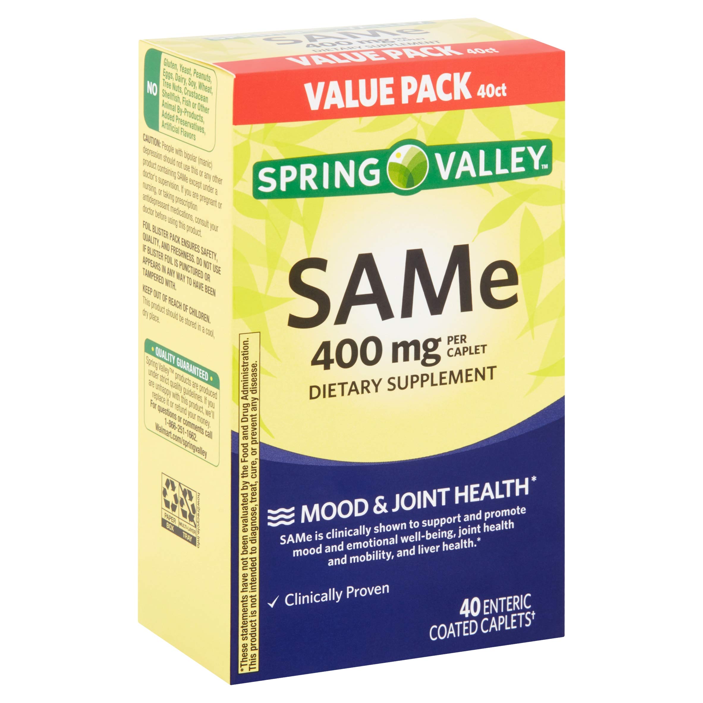 Spring Valley CoQ10 400mg caplets bottle close-up, supports cellular energy production.