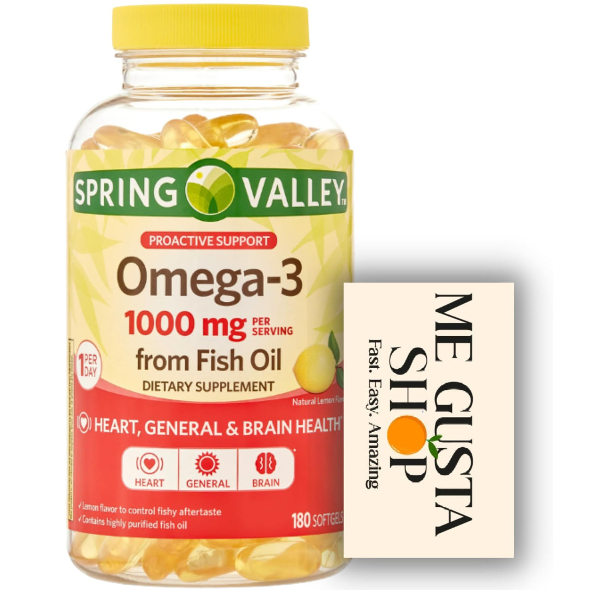Spring Valley Omega-3 softgels bottle for daily omega-3 support.
