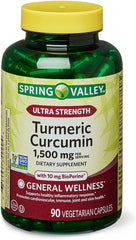 Spring Valley Ultra-Strength Turmeric Curcumin capsules for daily wellness and joint comfort