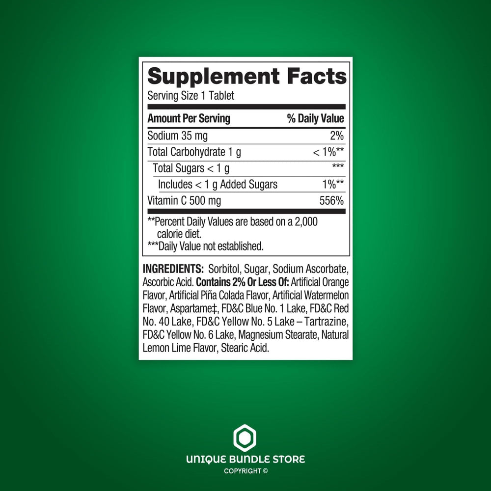Spring Valley Vitamin C 500 mg gluten-free and lactose-free label for dietary needs