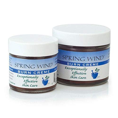 Spring Wind Burn Cream jar soothes minor burns and sunburns with herbal formula.