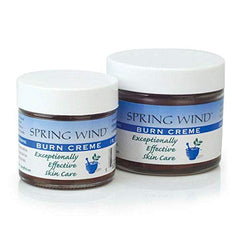 Spring Wind Burn Cream jar soothes minor burns and sunburns with herbal formula.