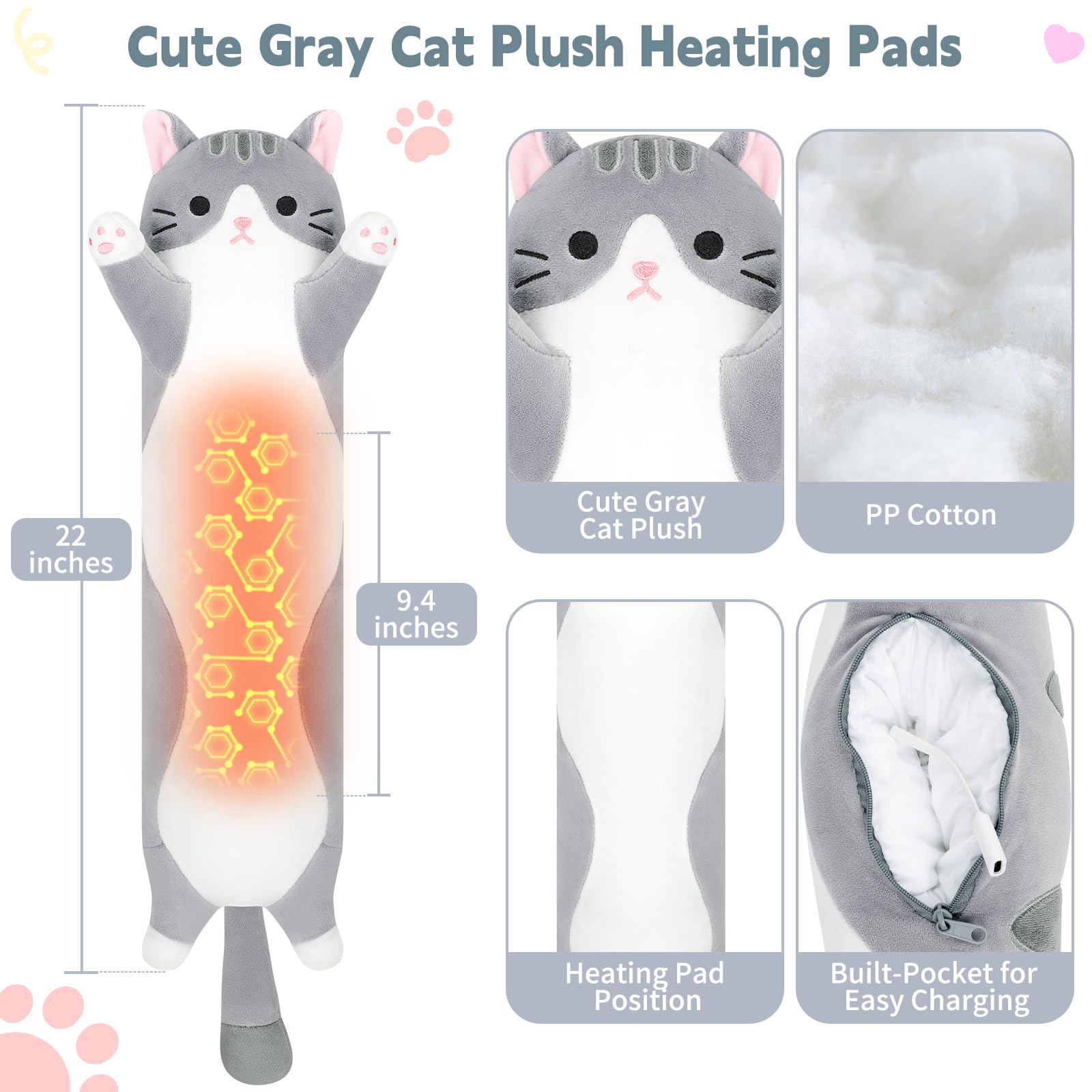 Sprinqdawin Cat Heating Pad USB cable extended reach for versatile use.