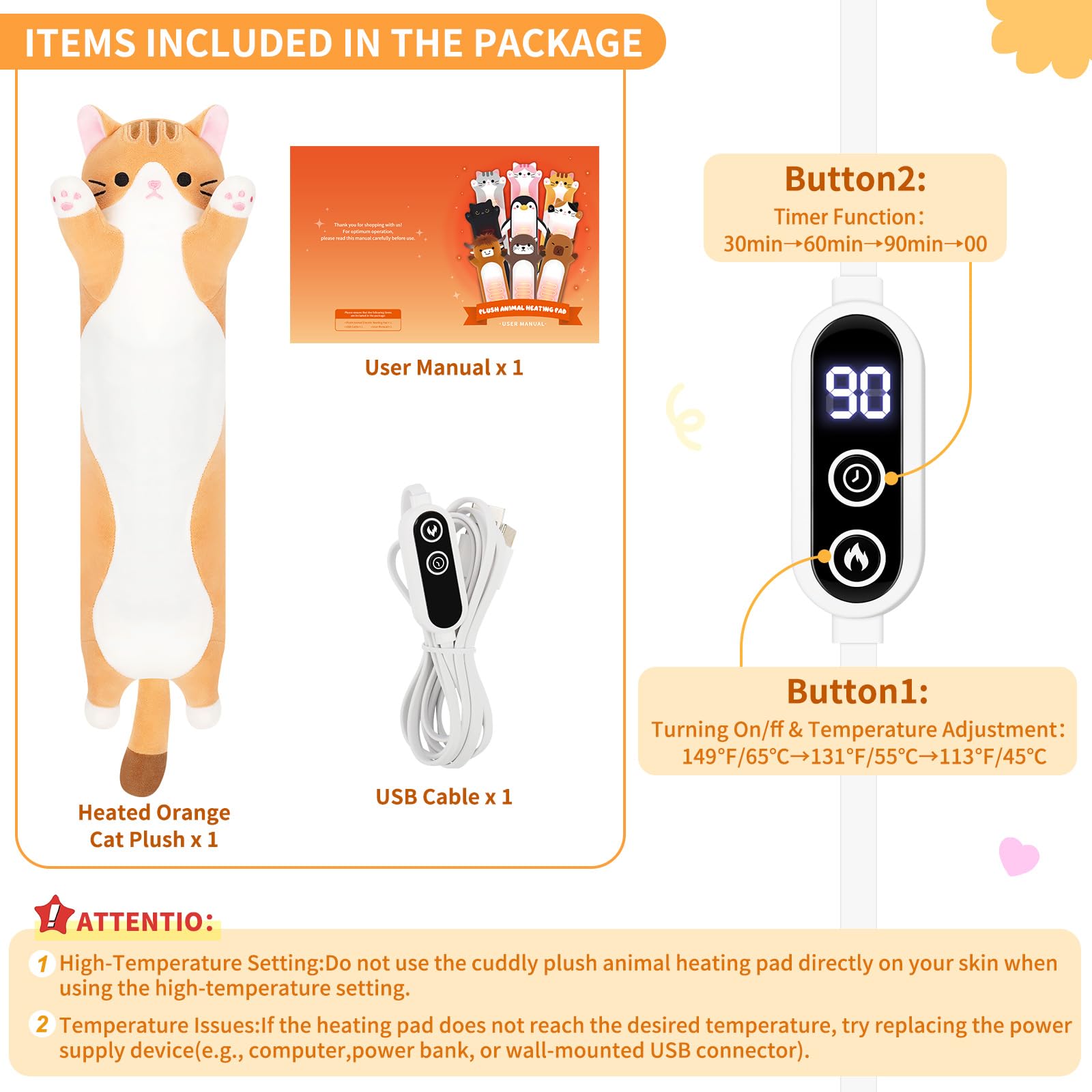 Sprinqdawin orange cat plush fabric is soft and skin-friendly