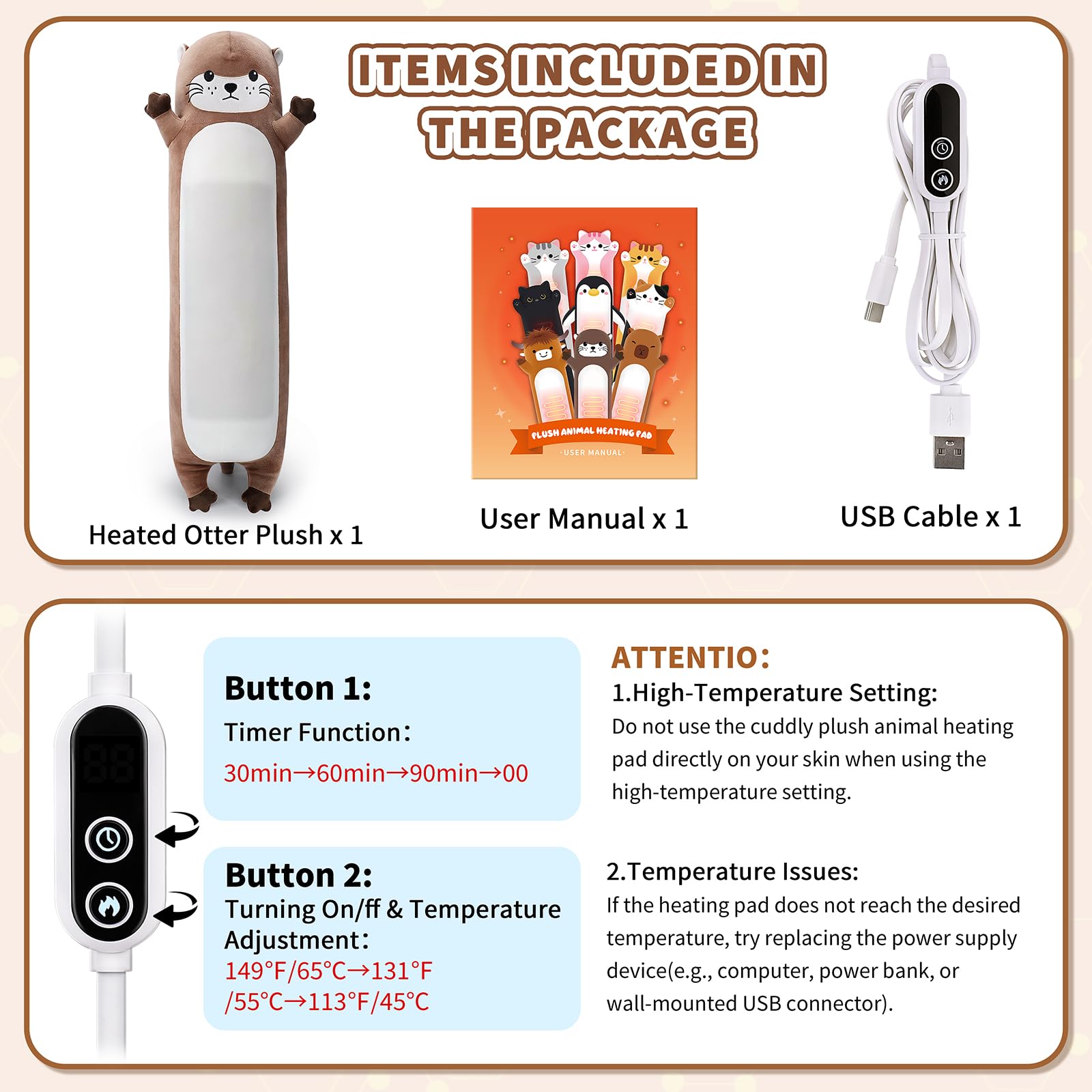 Sprinqdawin Otter heating pad pocket shown for storing a power bank