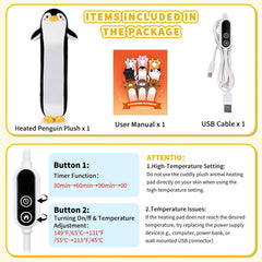 Sprinqdawin Penguin Heating Pad temperature controls, three levels for personalized warmth
