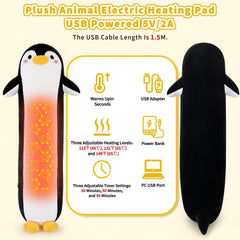 Sprinqdawin Penguin Heating Pad USB cable close-up, 1.5m cord enables flexible placement