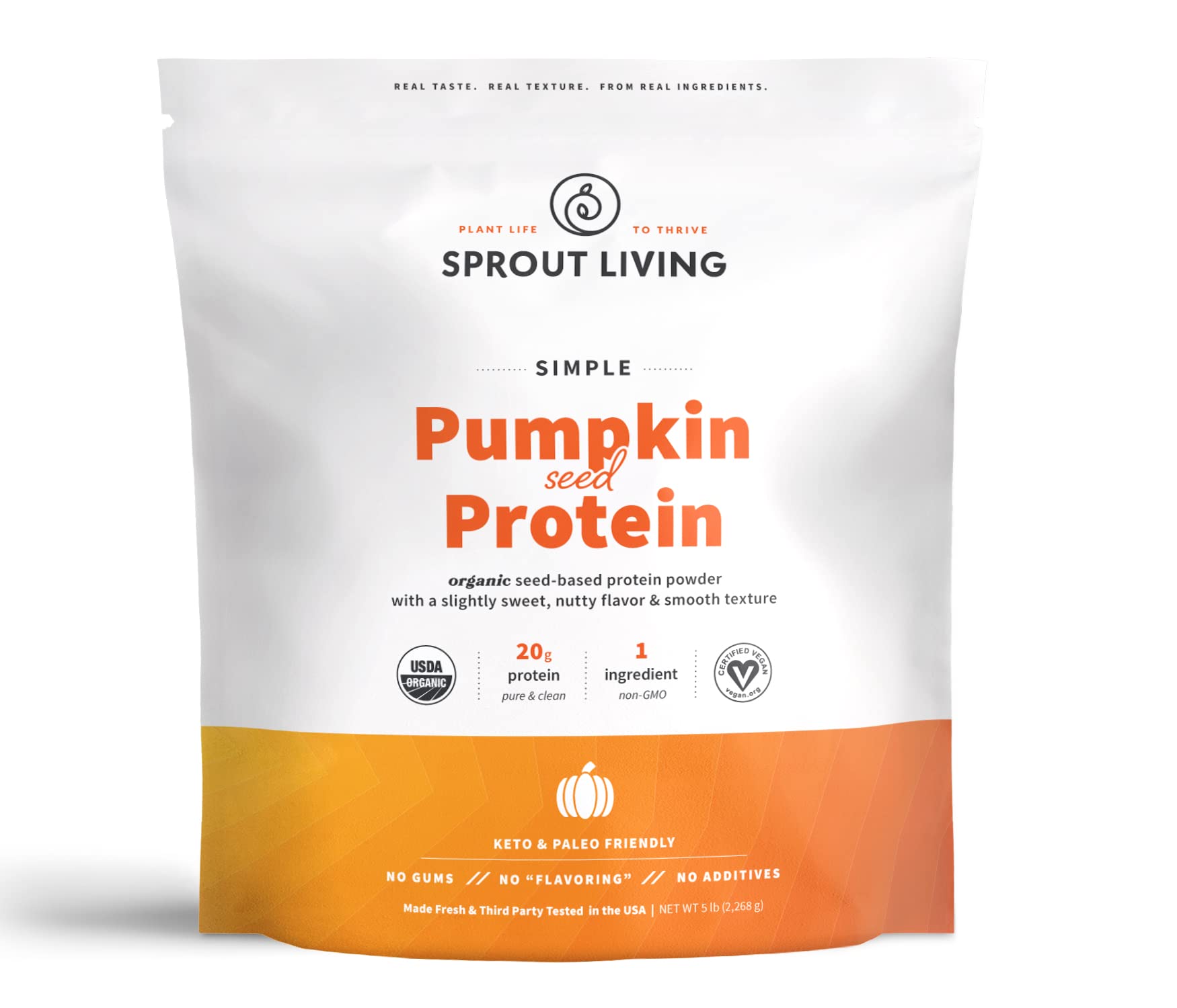 Sprout Living pumpkin seed protein powder bottle for quick, plant-based protein.