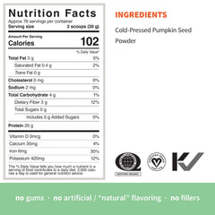 Sprout Living scoop highlights a 20 g vegan serving.
