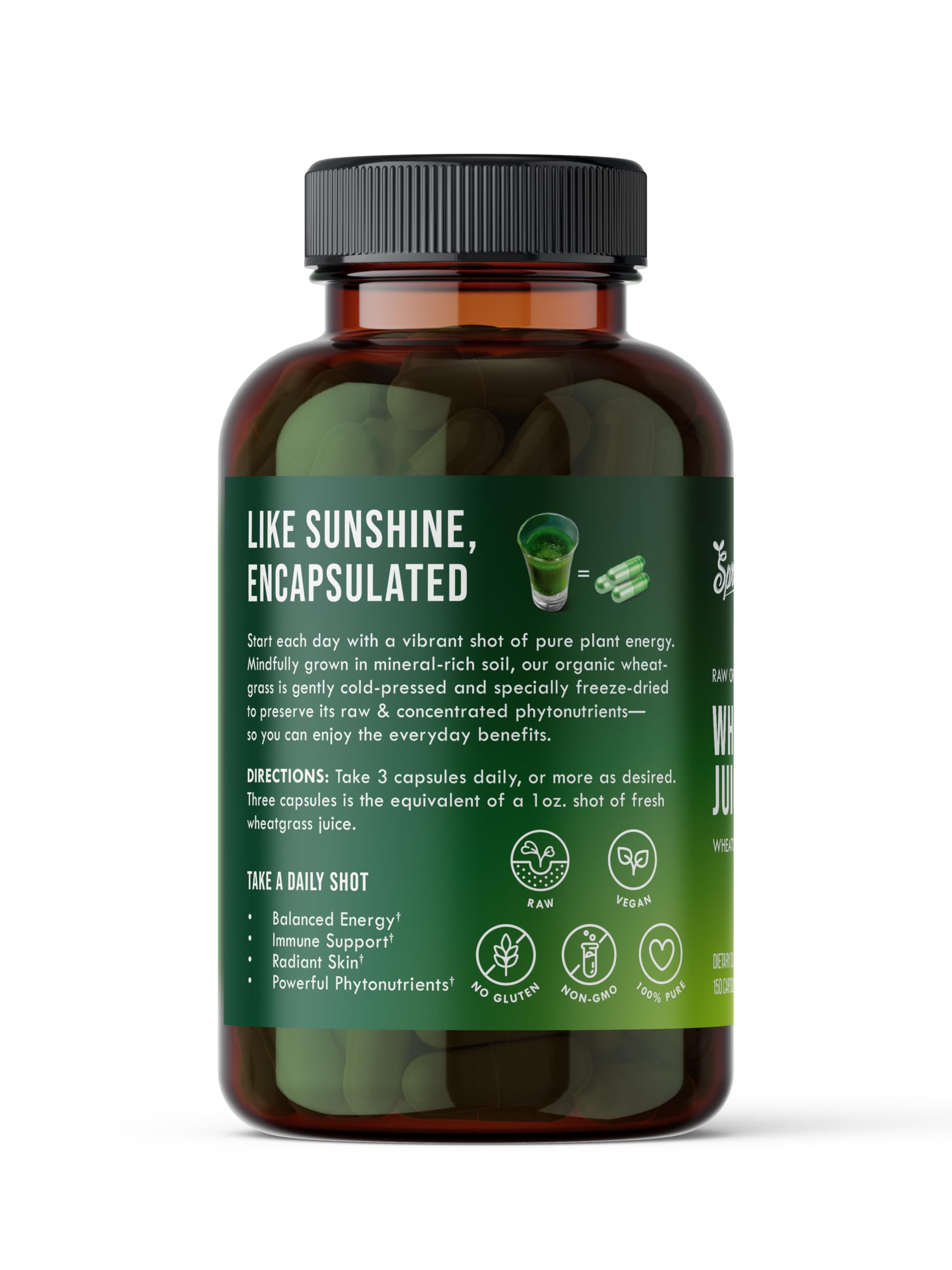 Sproutman wheatgrass juice powder closeup showing raw organic nutrients and enzymes.