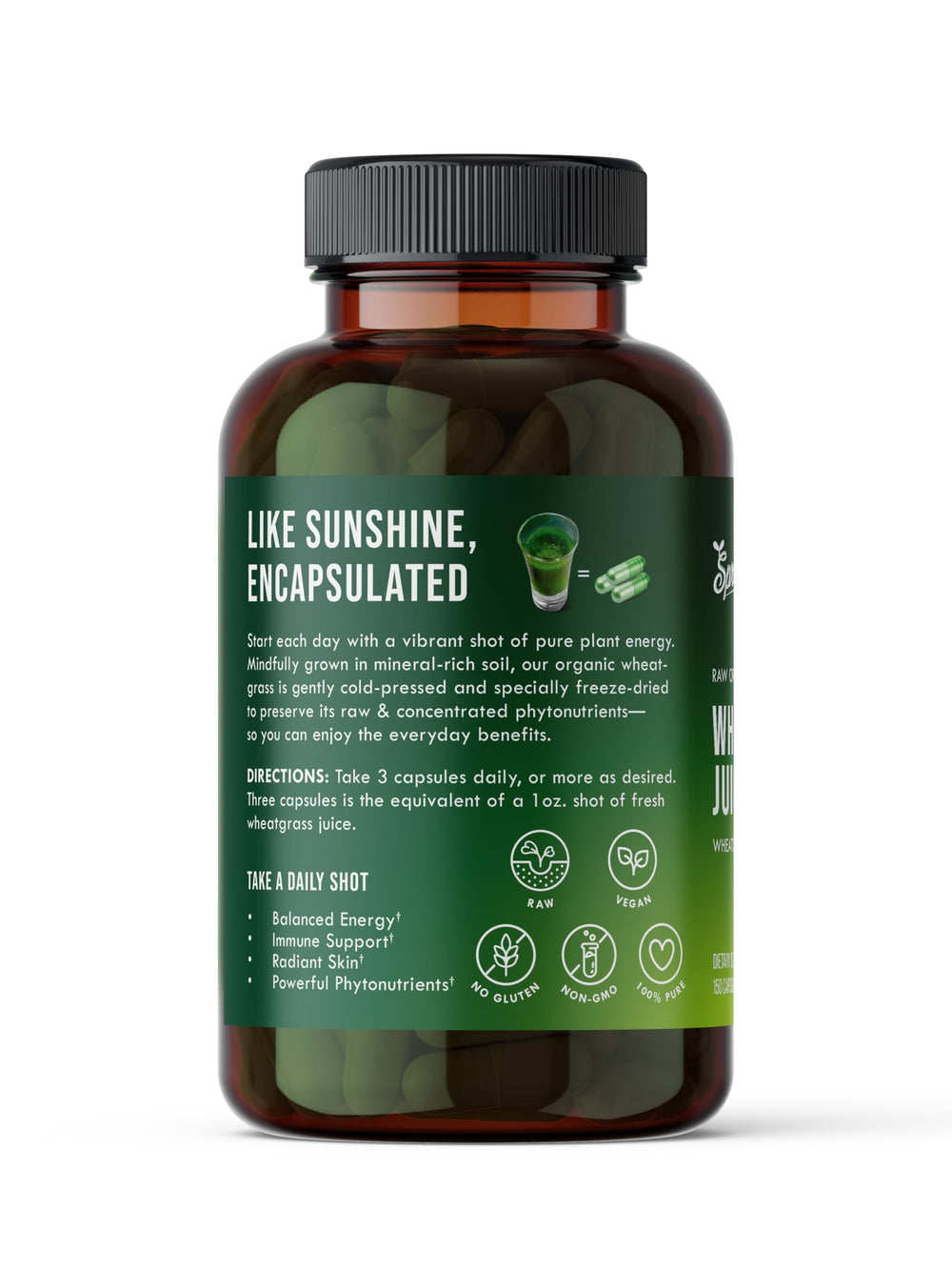 Sproutman wheatgrass juice powder closeup showing raw organic nutrients and enzymes.