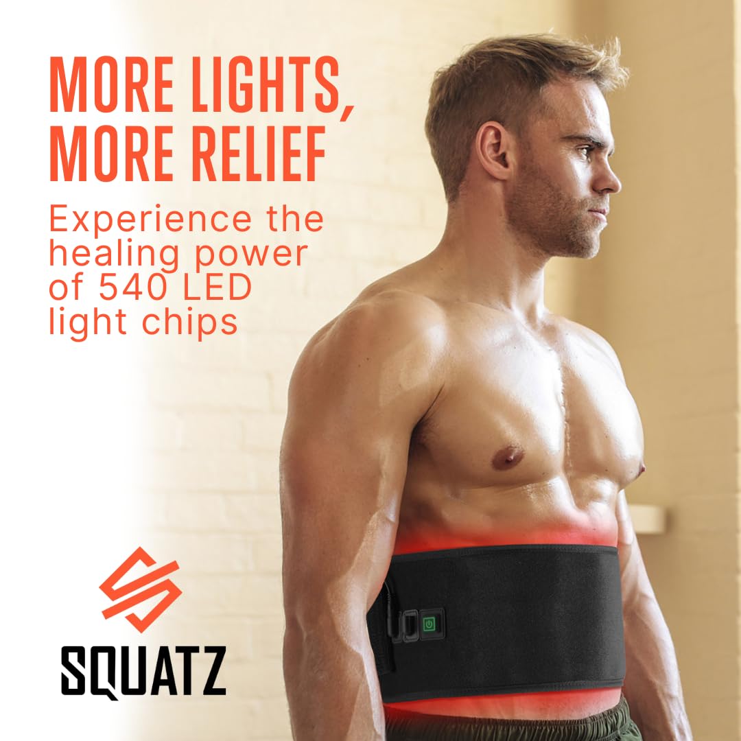 SQUATZ red light wrap power-bank compatibility enables portable use.