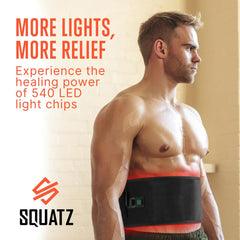 SQUATZ red light wrap power-bank compatibility enables portable use.