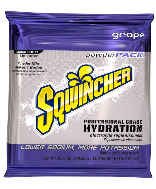 Sqwincher purple concentrate powder pack boosts rapid hydration for hot-work environments.